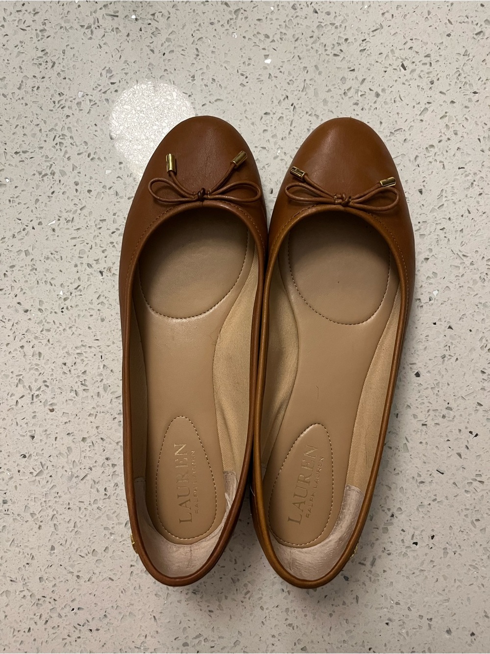 Lauren Ralph Lauren Caramel Leather Ballet Flats